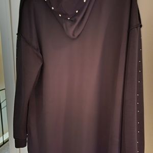 Black sweater dress with rhinestone on hood sleeve